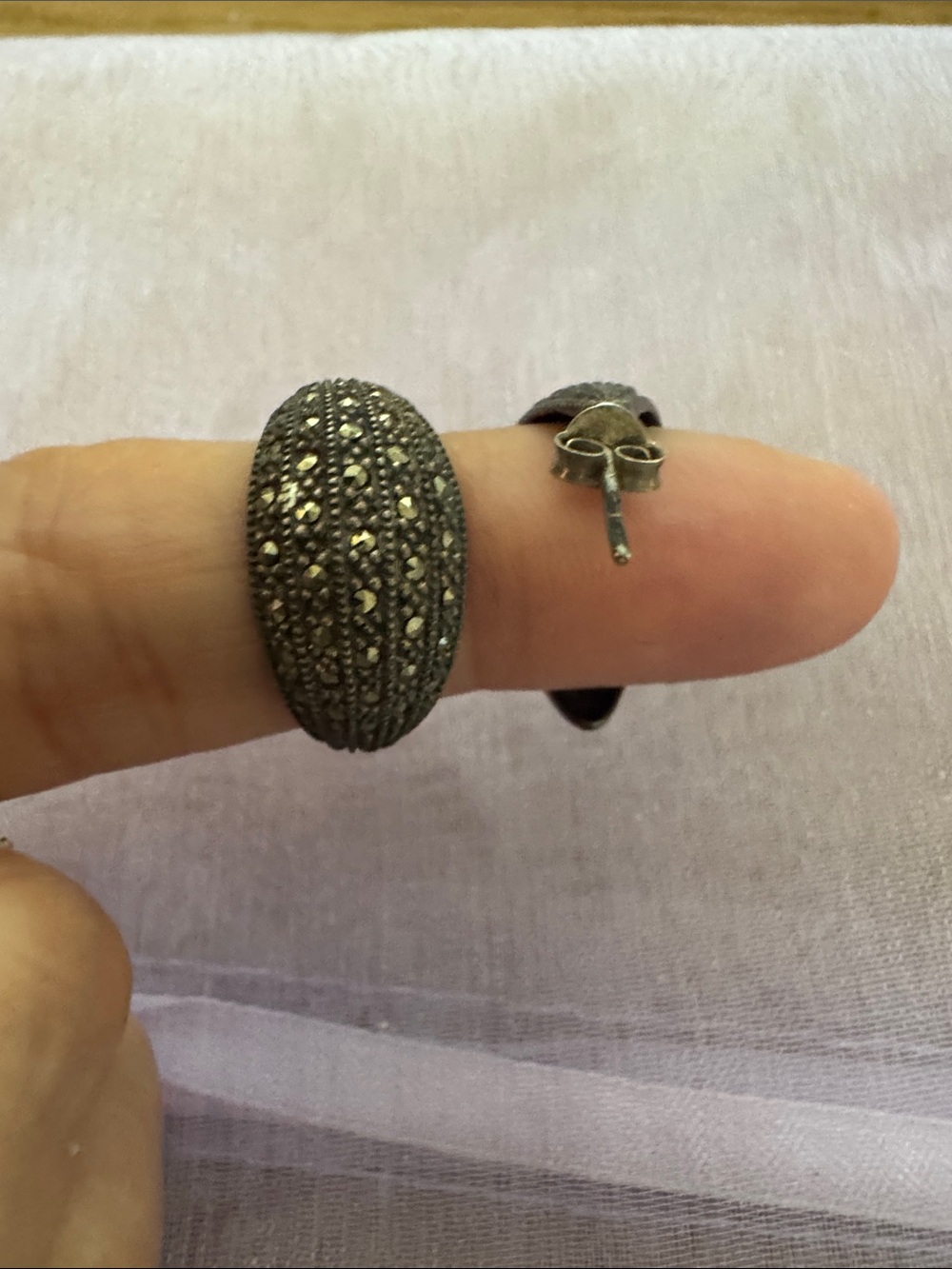 Black Marcasite Dome Statement Ring